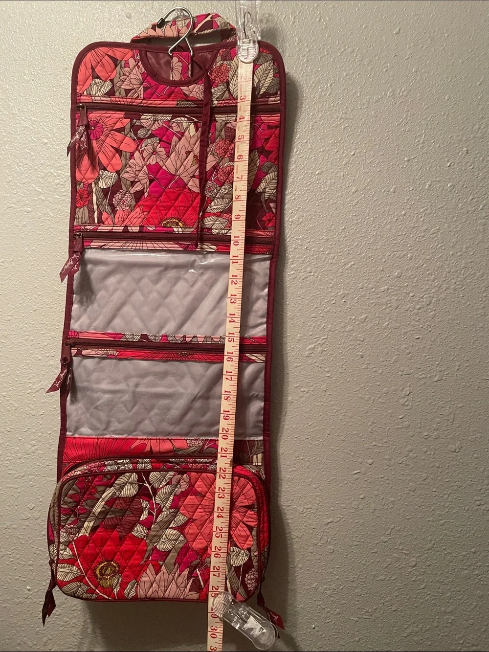 Vera Bradley Red Pink Floral Hanging Organizer traveling